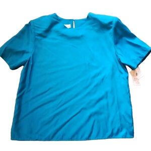 NWT VTG Laura Winston short sleeve blouse  Size L Color bright blue